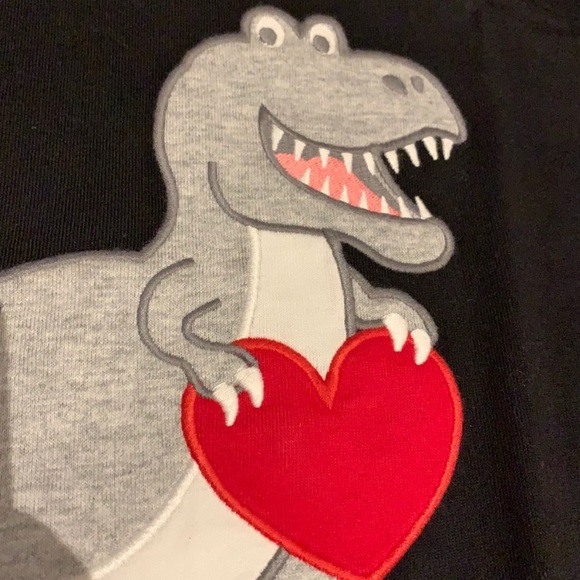 NWT Boys Gymboree Dinosaur Valentine Black/Grey Long Sleeve top - size 12 - Picture 6 of 10